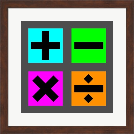 Framed Math Symbols Square - Colorful Boxes Print