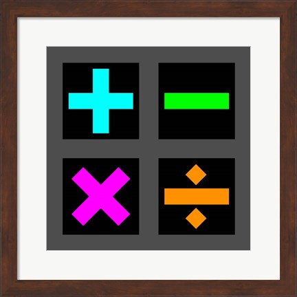 Framed Math Symbols Square - Colorful Symbols Print