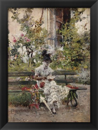 Framed Garden Bench Print