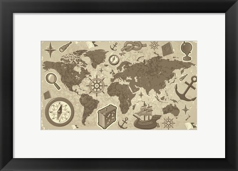 Framed Ocean Map Print