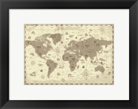 Framed Pirate Map Print