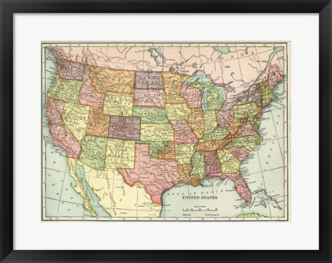 Framed USA Map Print