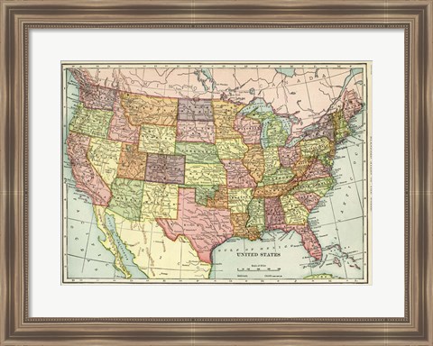 Framed USA Map Print