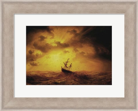 Framed Storm Pa Havet Print