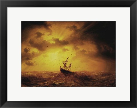 Framed Storm Pa Havet Print