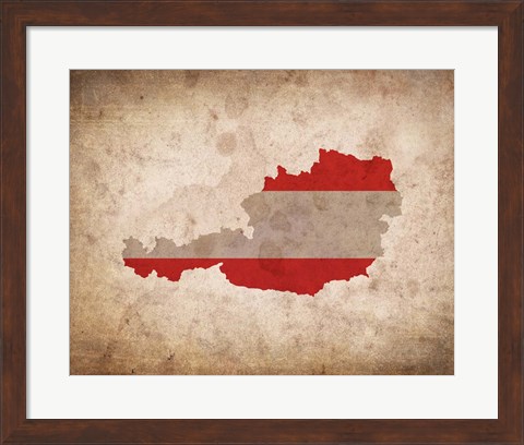 Framed Map with Flag Overlay Austria Print