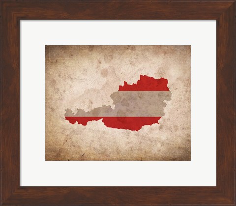 Framed Map with Flag Overlay Austria Print