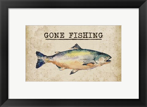 Framed Gone Fishing Salmon Color Print