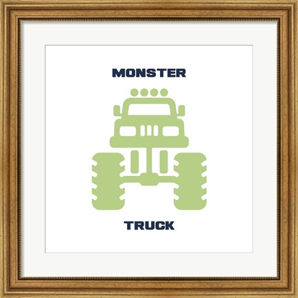 Framed Monster Truck Graphic Green Part II Print