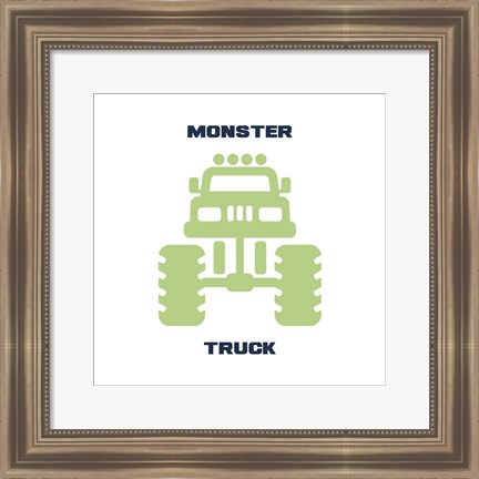 Framed Monster Truck Graphic Green Part II Print