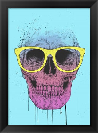 Framed Pop Art Skull With Glasses Print