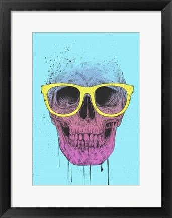 Framed Pop Art Skull With Glasses Print