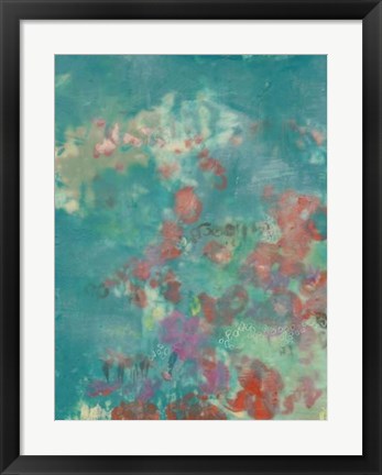 Framed Teal Rose Garden I Print