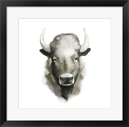 Framed Watercolor Buffalo Print