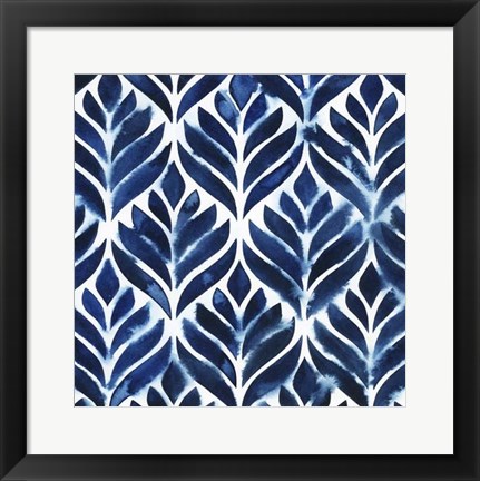 Framed Cobalt Watercolor Tiles IV Print