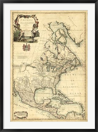 Framed Antique Map of America III Print