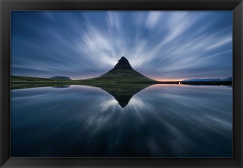 Framed Night At Kirkjufell Print