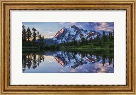 Framed Sunrise On Mount Shuksan Print