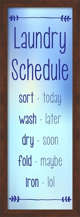 Framed Laundry Schedule - Sky Blue Print