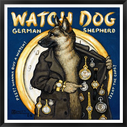 Framed Watch Dog Print