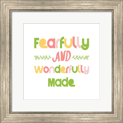 Framed Fearfully and Wonderfully Made - Pink and Green Print