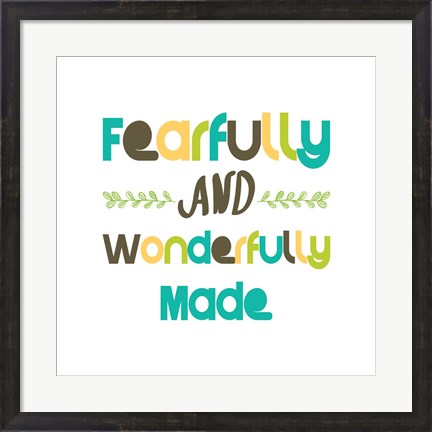 Framed Fearfully and Wonderfully Made - Blue and Brown Print