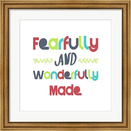 Framed Fearfully and Wonderfully Made - Red and Blue Print