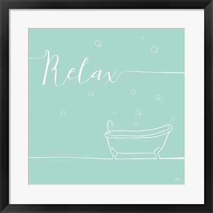 Framed Underline Bath V Teal Print