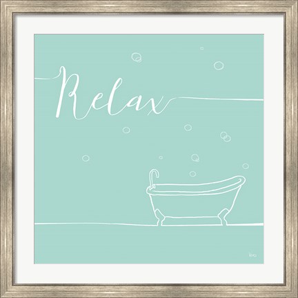 Framed Underline Bath V Teal Print