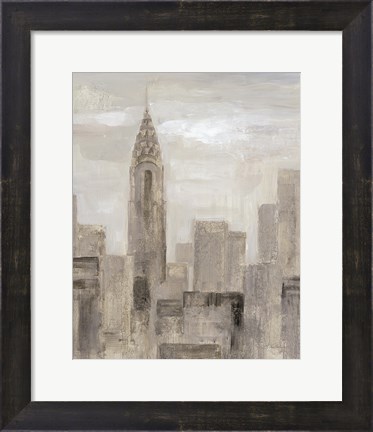 Framed City Blocks I Greige Print