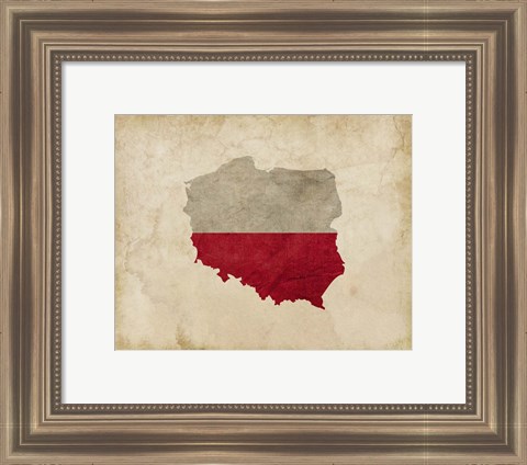 Framed Map with Flag Overlay Poland Print