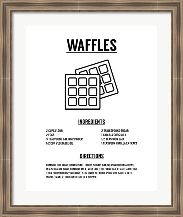 Framed Waffle Recipe Black on White Print