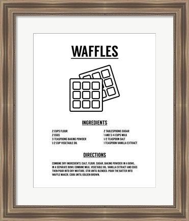 Framed Waffle Recipe Black on White Print