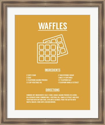 Framed Waffle Recipe White on Yellow Print