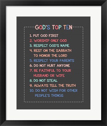 Framed God&#39;s Top Ten Stitch Border - Pink Print