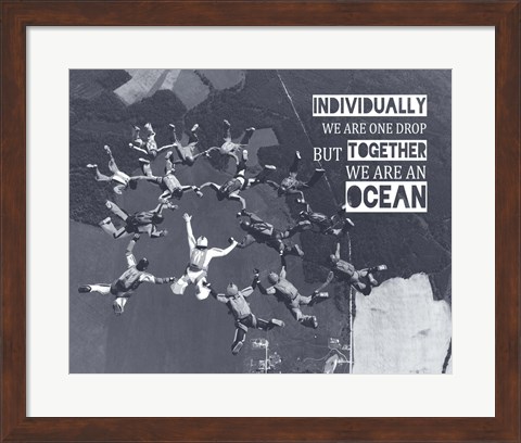 Framed Together We Are An Ocean - Skydiving Team Grayscale Print