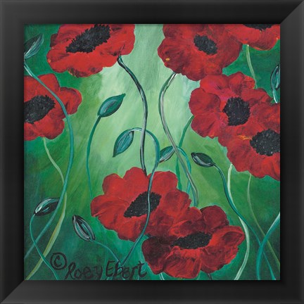 Framed Poppies in Bloom Print