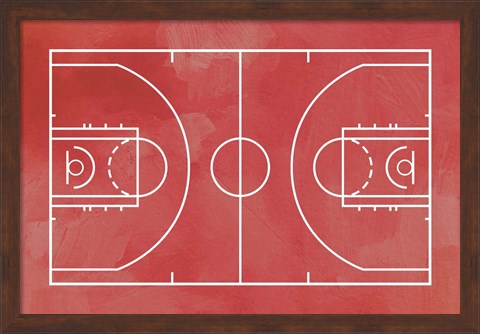 Framed Basketball Court Red Paint Background Print