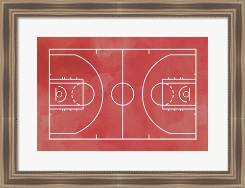 Framed Basketball Court Red Paint Background Print