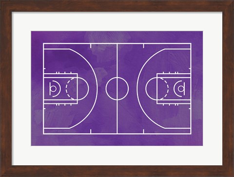 Framed Basketball Court Purple Paint Background Print