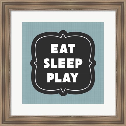 Framed Eat Sleep Play Football - Blue Part II Print