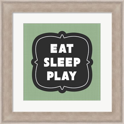 Framed Eat Sleep Play Football - Green Part II Print