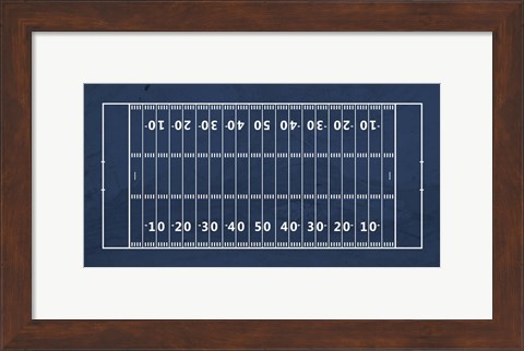 Framed American Football Field Blue Print