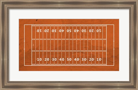 Framed American Football Field Orange Print