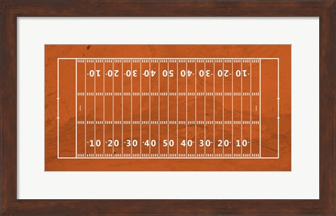 Framed American Football Field Orange Print