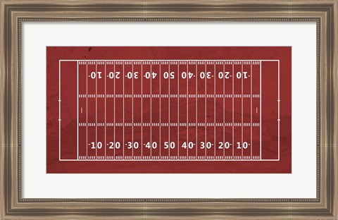 Framed American Football Field Red Print