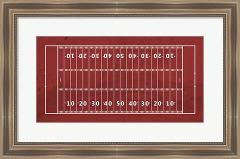 Framed American Football Field Red Print