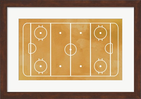 Framed Ice Hockey Rink Yellow Paint Print