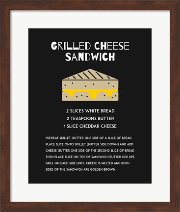 Framed Grilled Cheese Sandwich Recipe Black Print