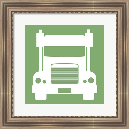 Framed Front View Trucks Set II - Green Print